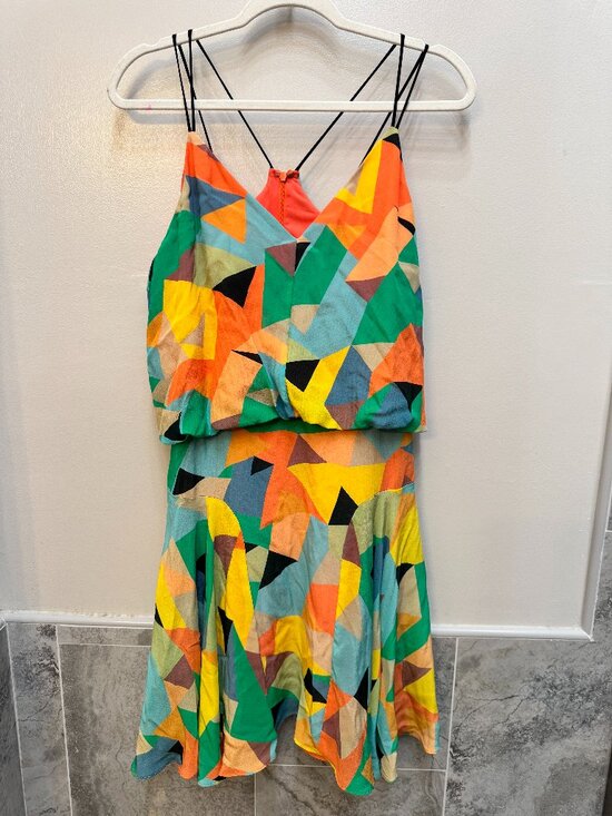 Milly of New York Dresses & Skirts - Milly of New York Size 10 Silk Geometric Dress Italian Fabric Made USA Y2K